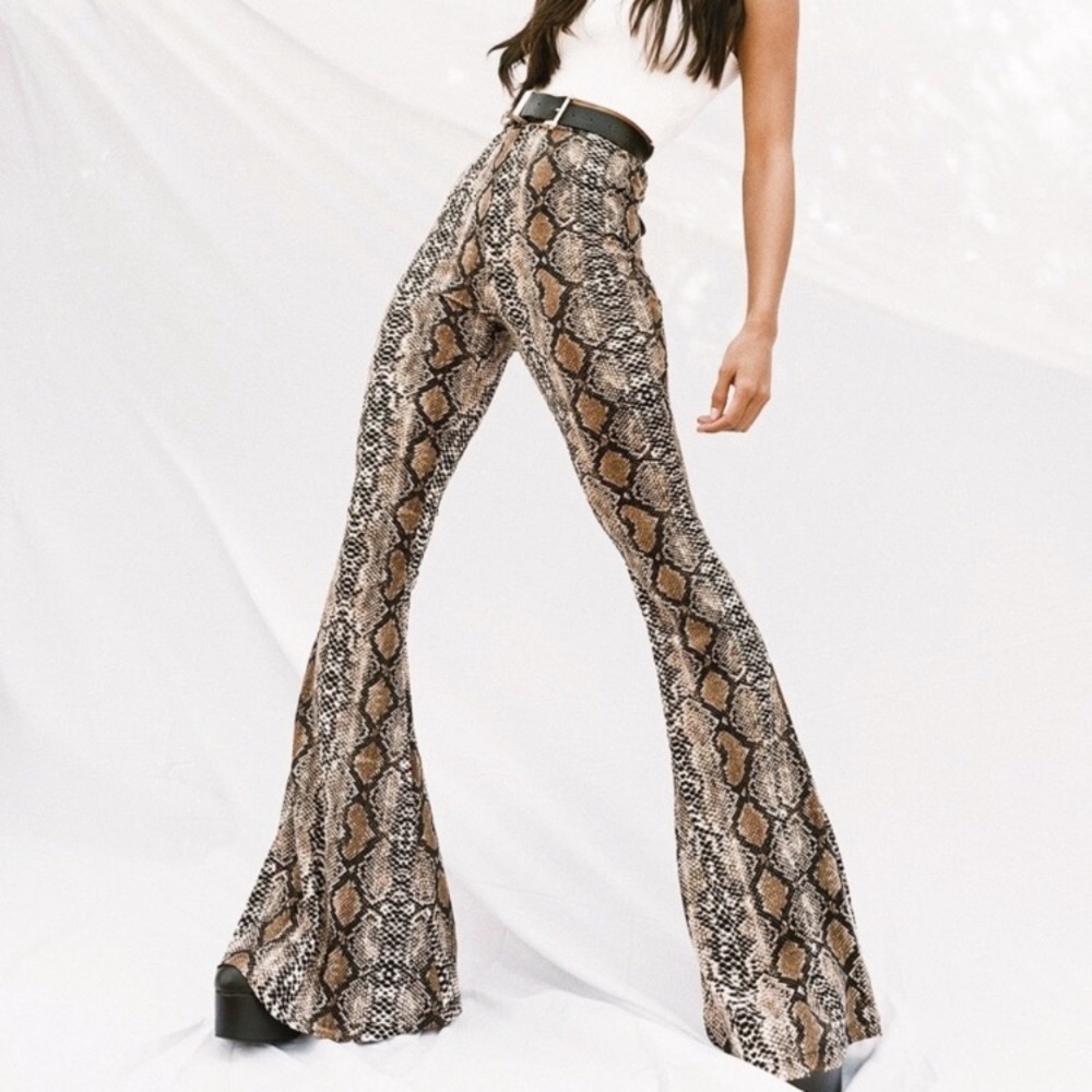 Princess Polly Medusa Snakeskin Flares
